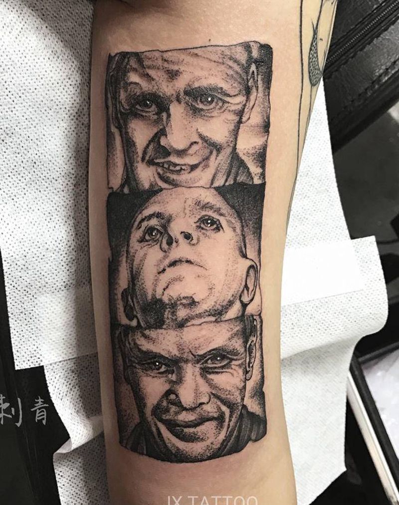 今日工纹身图片_手臂点刺纹身图案