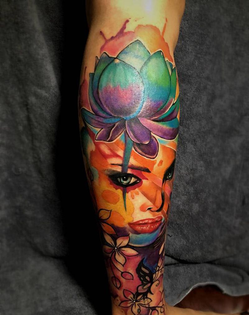 欧美美人纹身图片_腿部脚部纹身图案