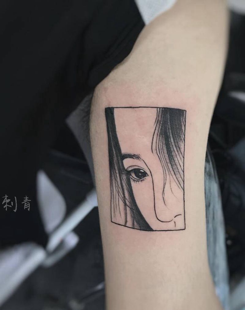 线条照片纹身图片_手臂纹身图案