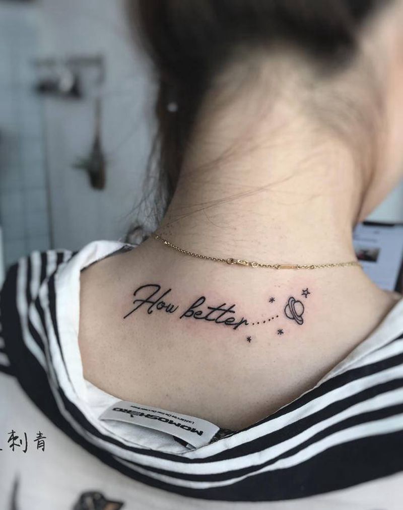 英文纹身图片_颈部纹身图案