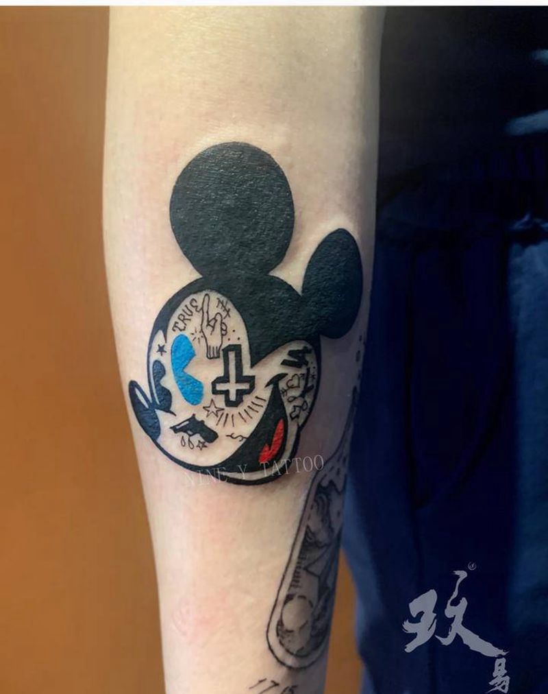 米奇纹身图片_New School纹身图案