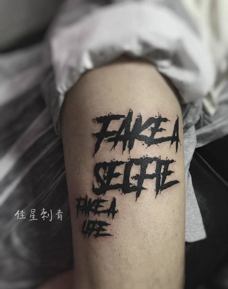 英文纹身图片_腿部英文纹身图案