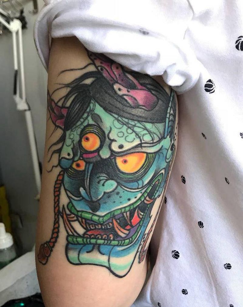 恢复后纹身图片_手臂新传统般若纹身图案