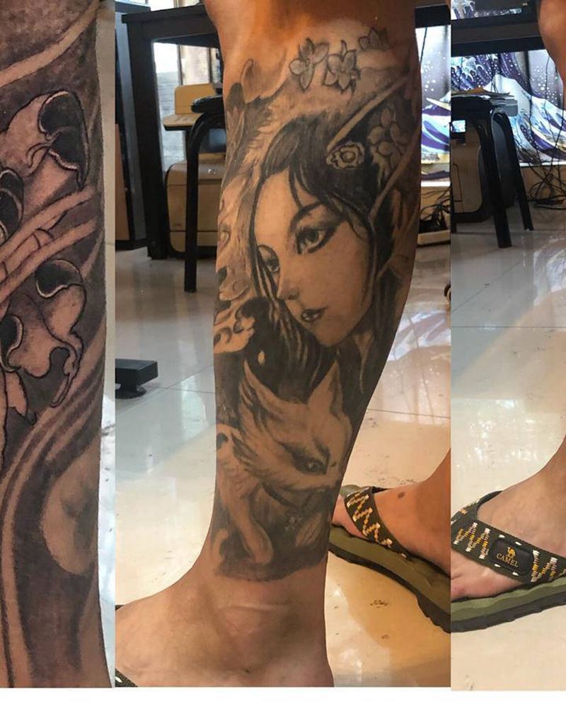 包小腿。纹身图片_腿部脚部纹身图案