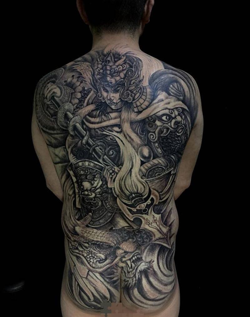 赵子龙、赵云纹身图片_背部赵云赵子龙纹身图案