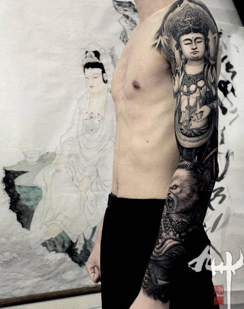 战纹身图片_手臂新传统欧美写实原创纹身图案