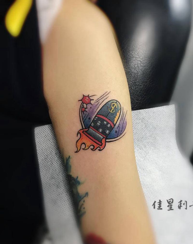 小作品纹身图片_手臂New School子弹纹身图案