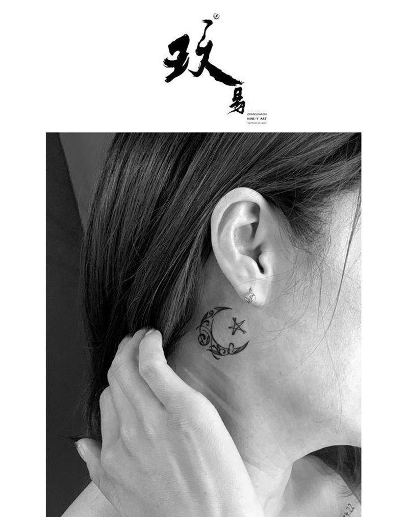 星月纹身图片_几何纹身图案