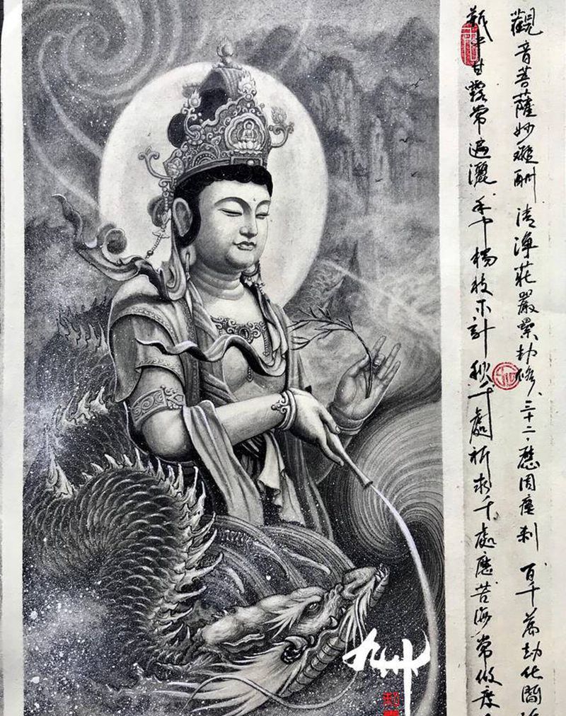 观音菩萨纹身图片_原创纹身图案