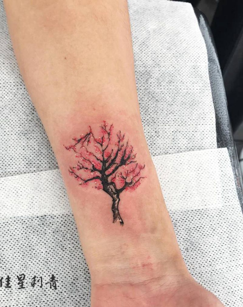 樱花树纹身图片_手臂樱花纹身图案