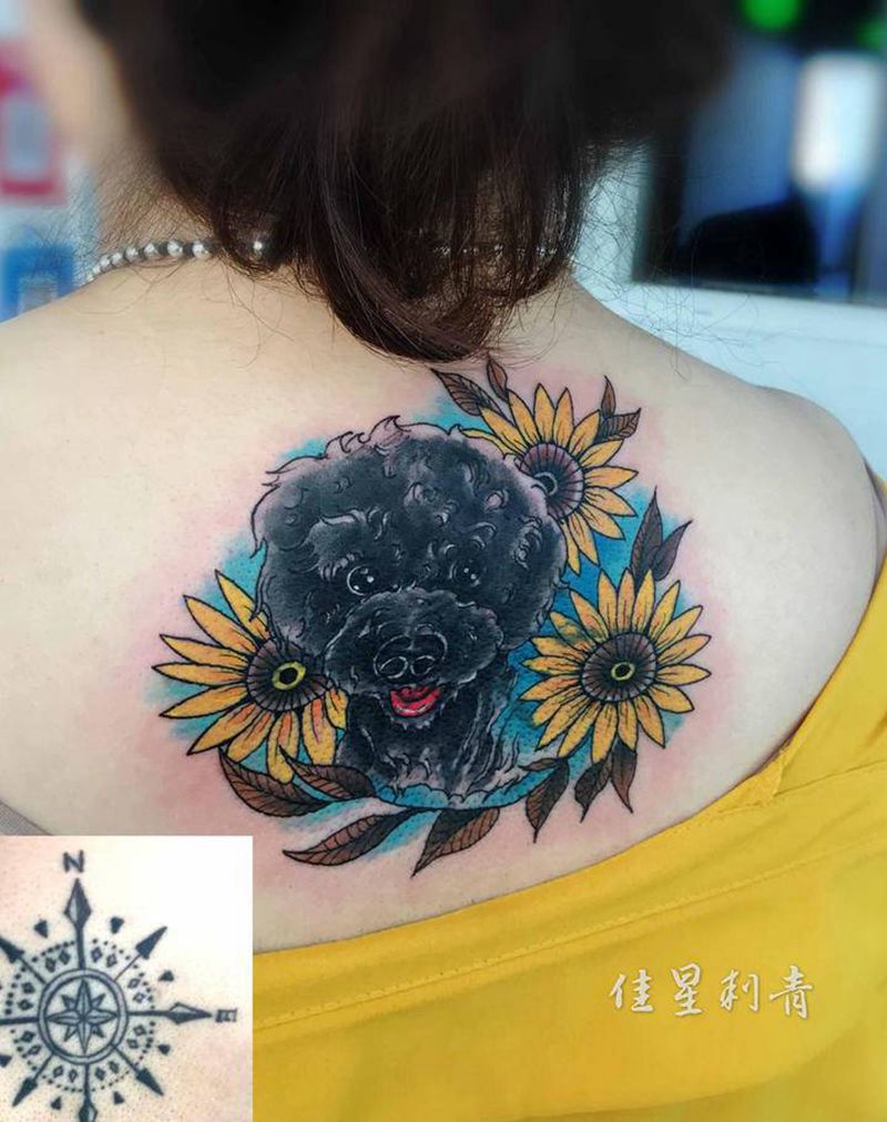 遮盖纹身图片_背部New School纹身图案