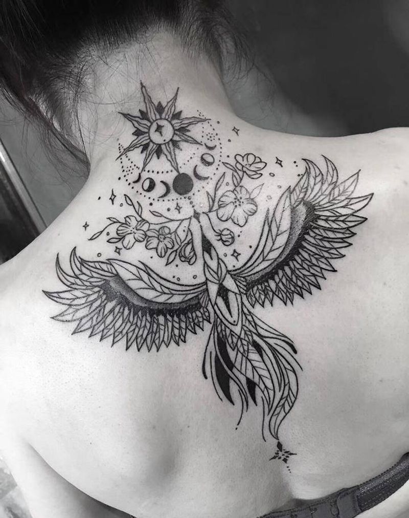 凤凰纹身图片_背部纹身图案