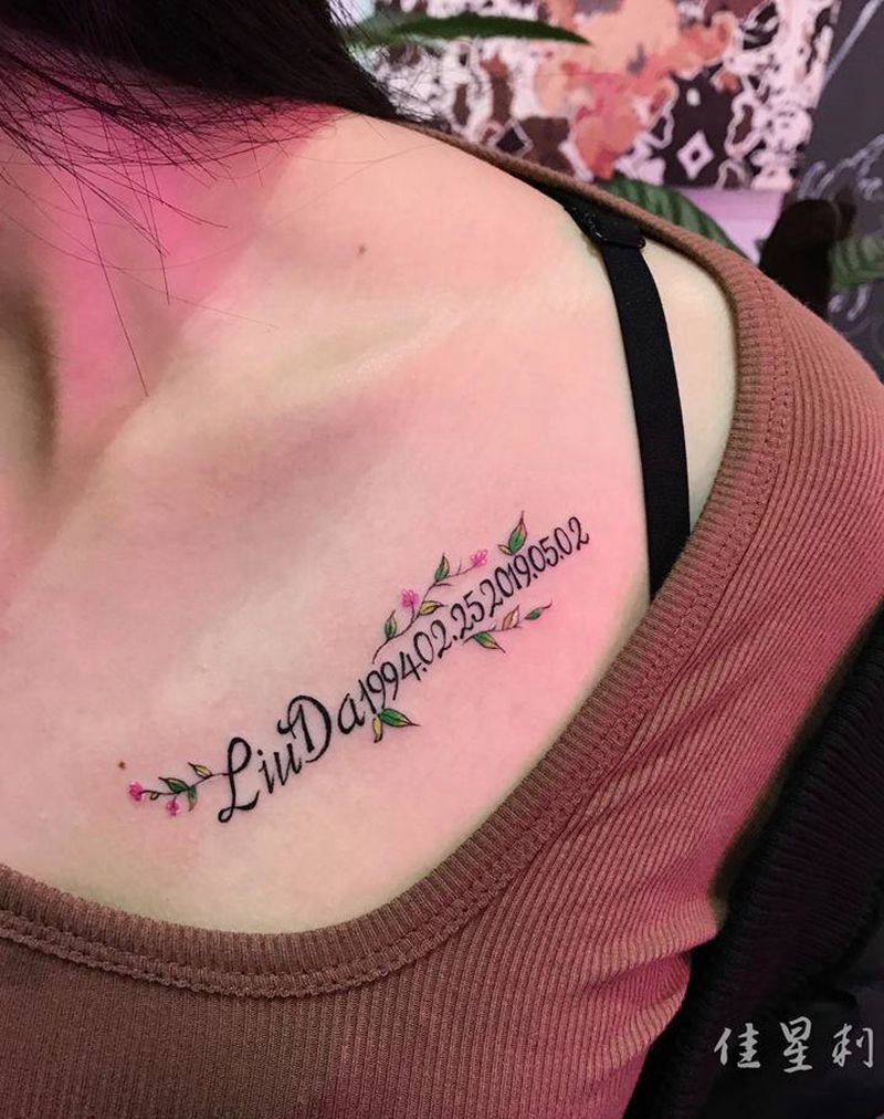 字母 生日纹身图片_胸部纹身图案