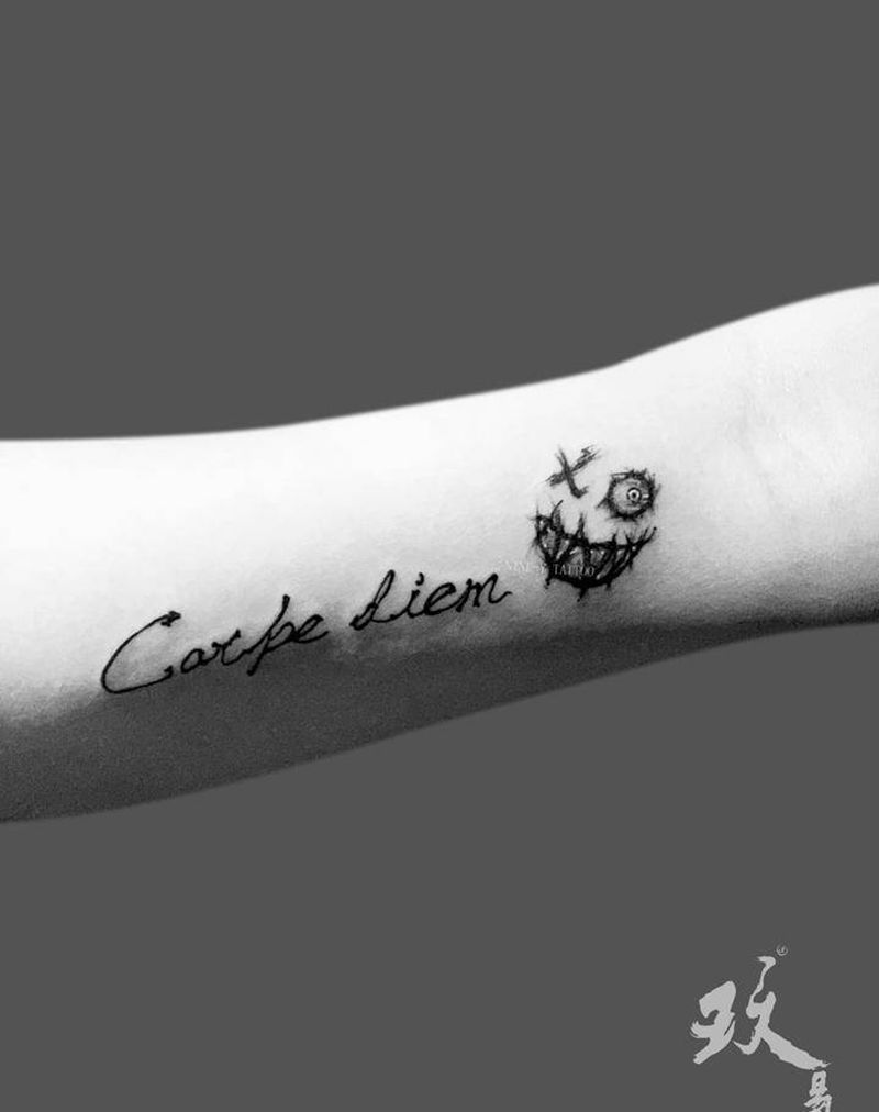 及时行乐纹身图片_手臂纹身图案