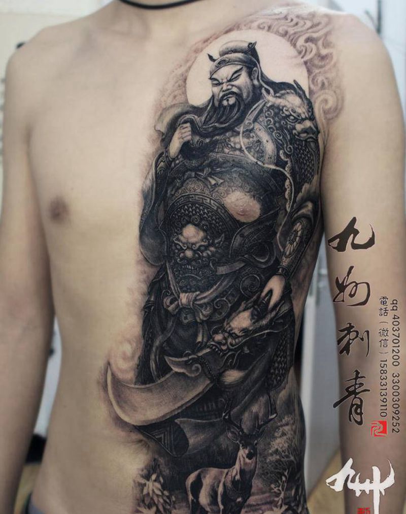 关公纹身图片_胸部腹部原创纹身图案