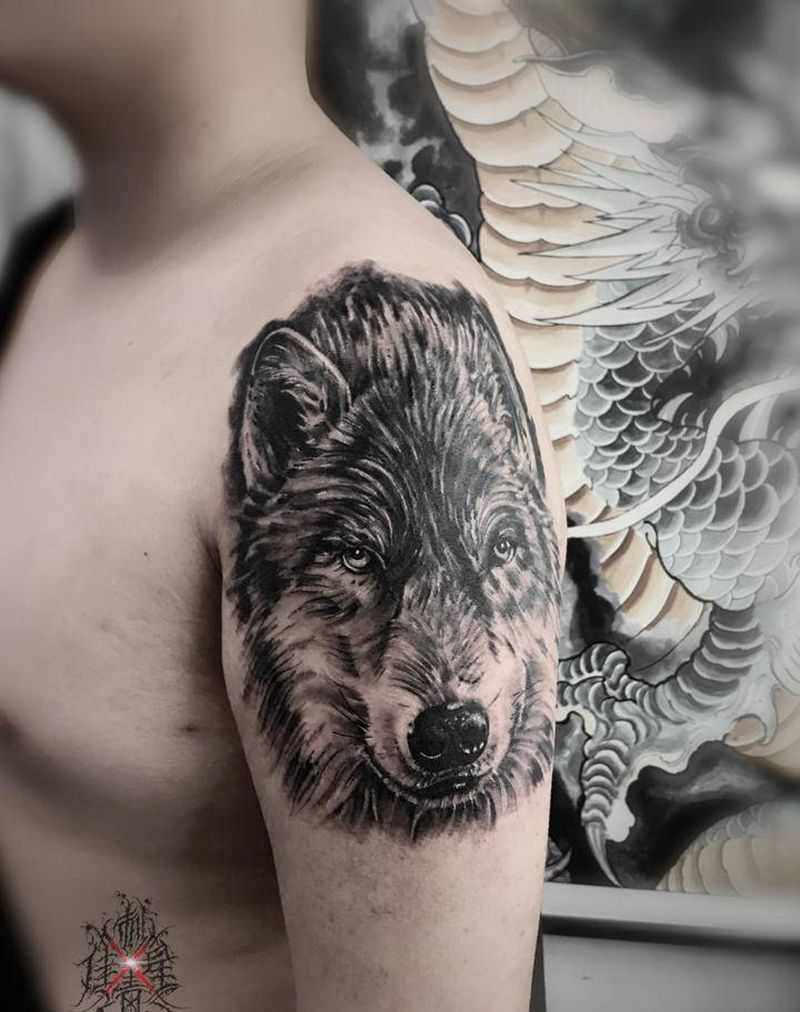 狼纹身图片_手臂狼纹身图案