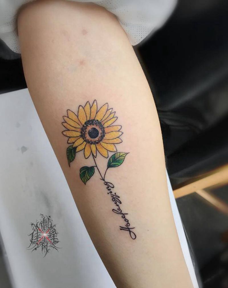 向日葵纹身图片_手臂New School纹身图案
