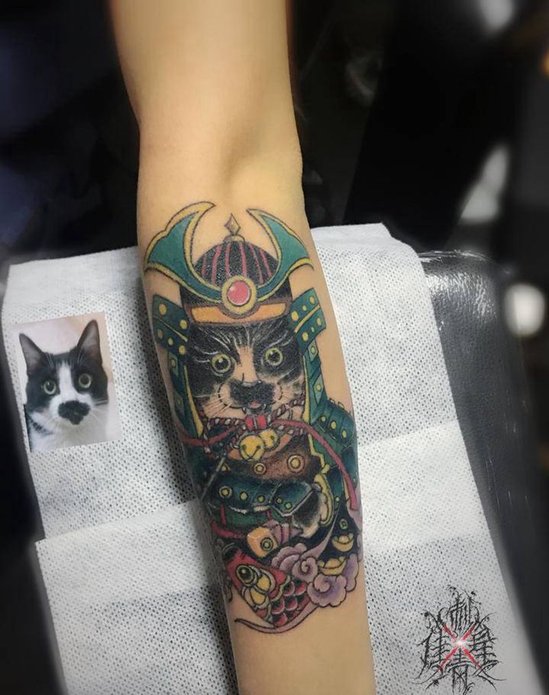 小猫咪纹身图片_手臂纹身图案