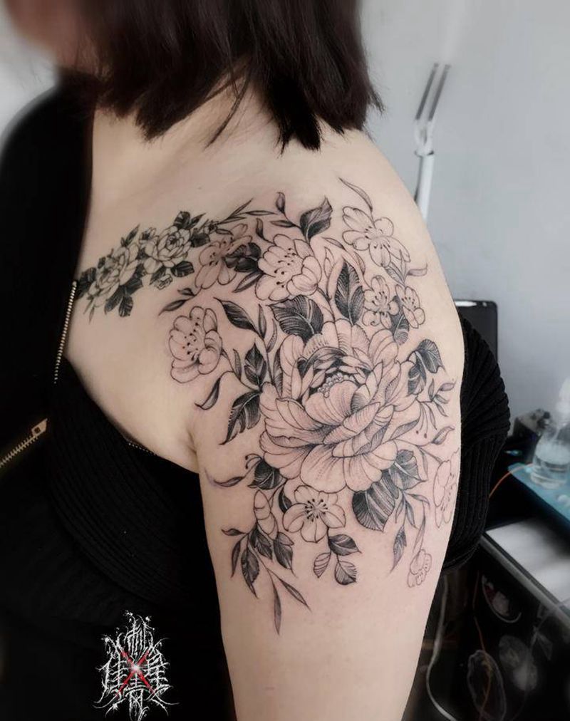 素花纹身图片_手臂纹身图案