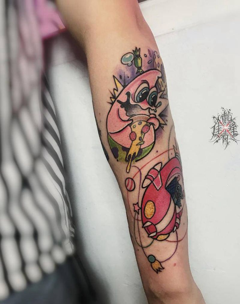 派大星 史迪仔纹身图片_手臂纹身图案