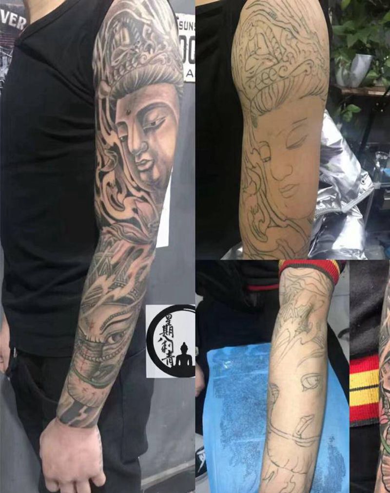 花臂修改图纹身图片_手臂新传统修改整臂纹身图案