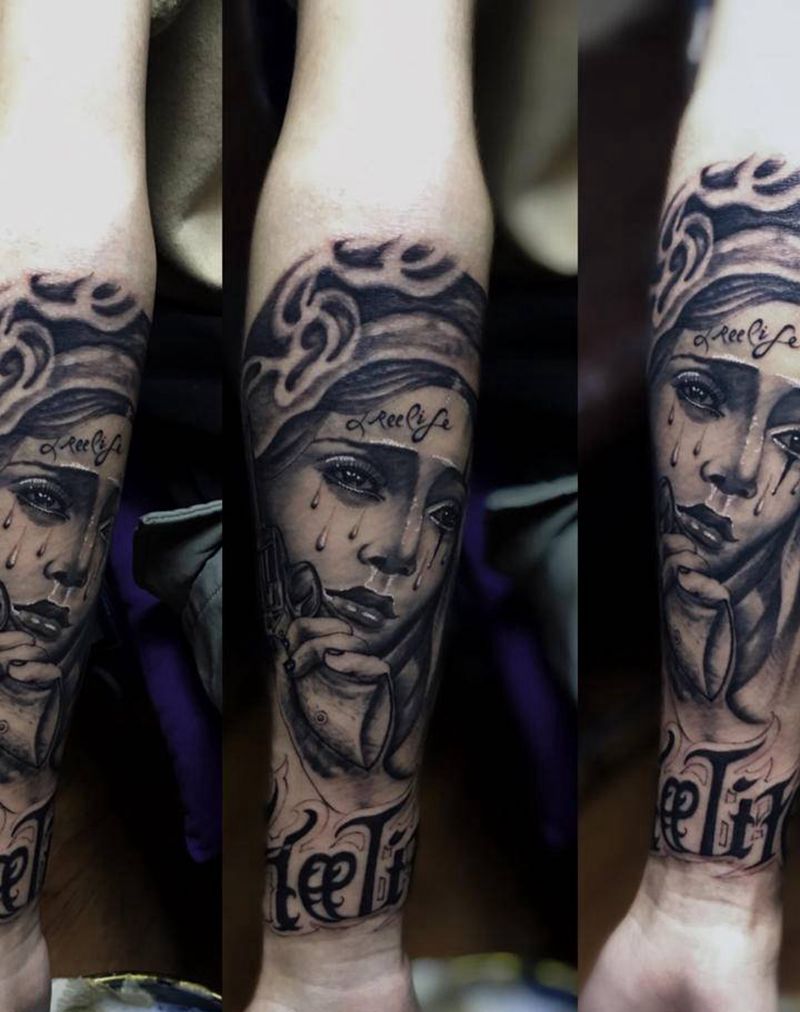 圣母玛利亚纹身图片_手臂手部纹身图案