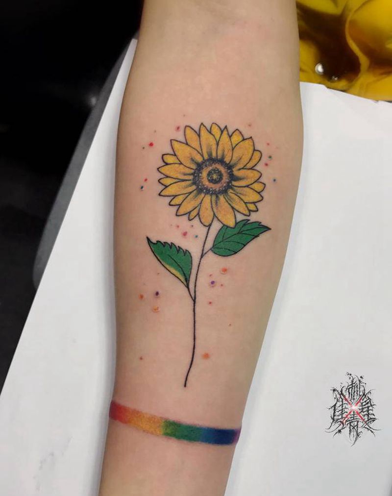 向日葵纹身图片_手臂纹身图案