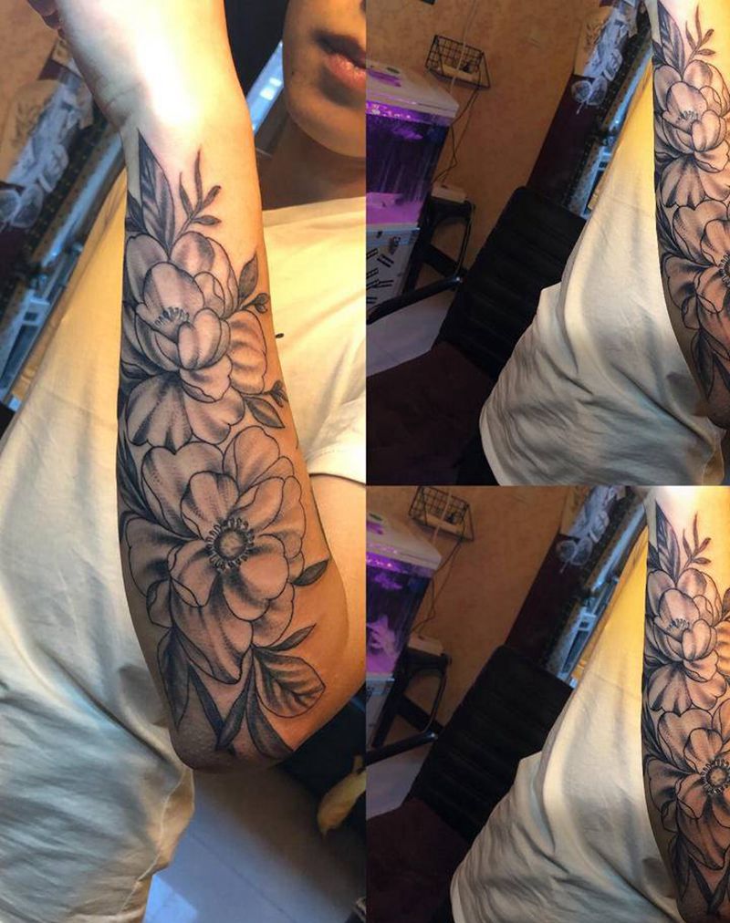 素花纹身图片_手臂手部点刺素花纹身图案