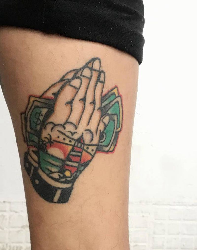 恢复后纹身图片_腿部Old School纹身图案