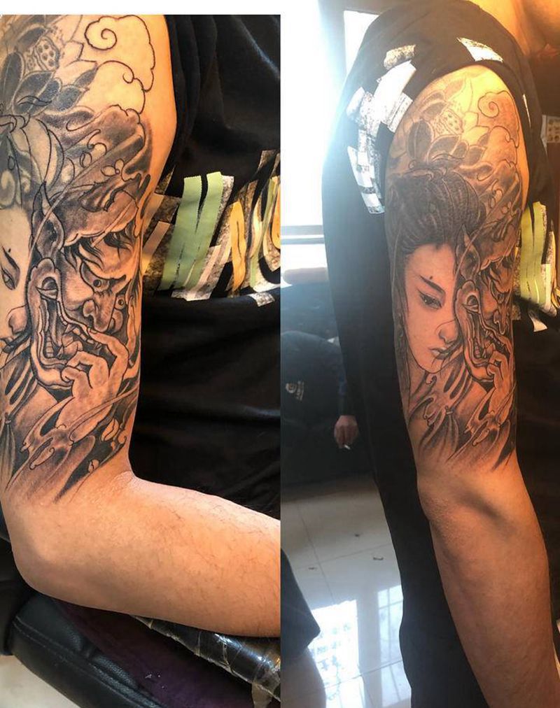 艺妓纹身图片_手臂肩部纹身图案