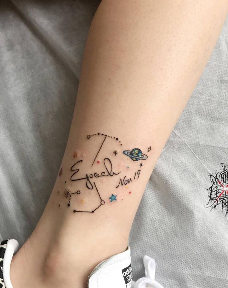 天蝎座纹身图片_腿部纹身图案