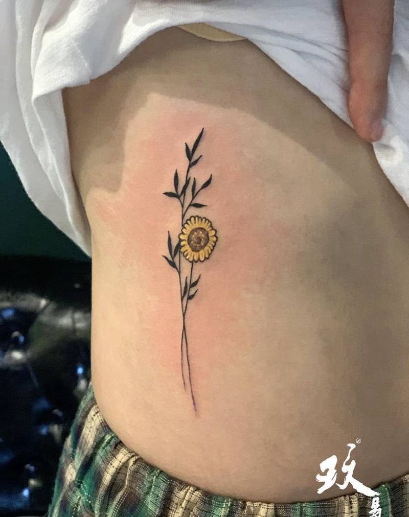 小清新纹身图片_腰部纹身图案