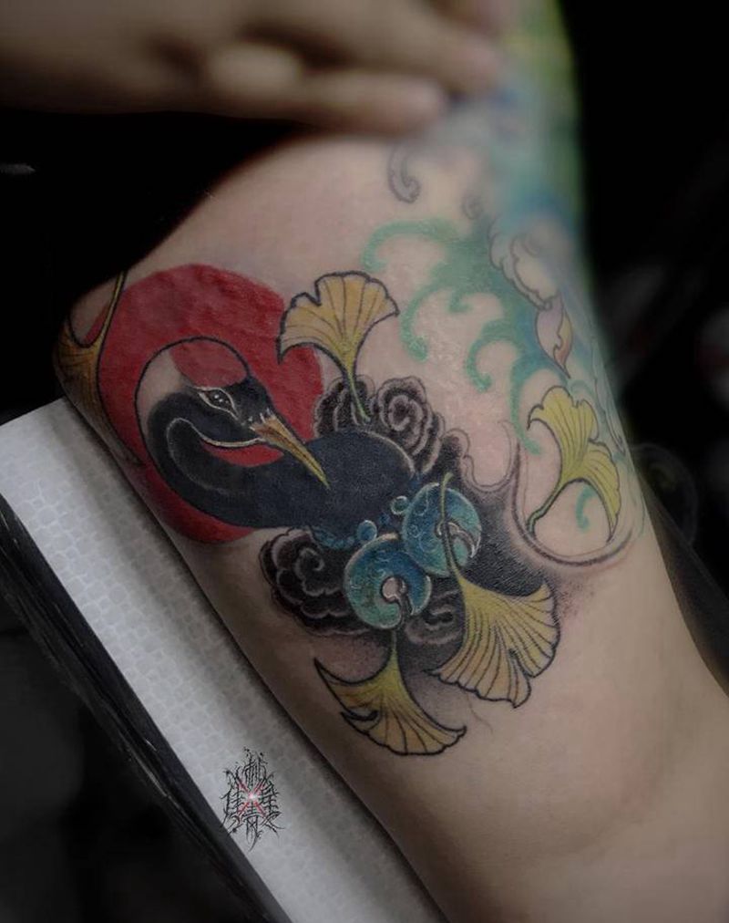 鹤纹身图片_手臂纹身图案