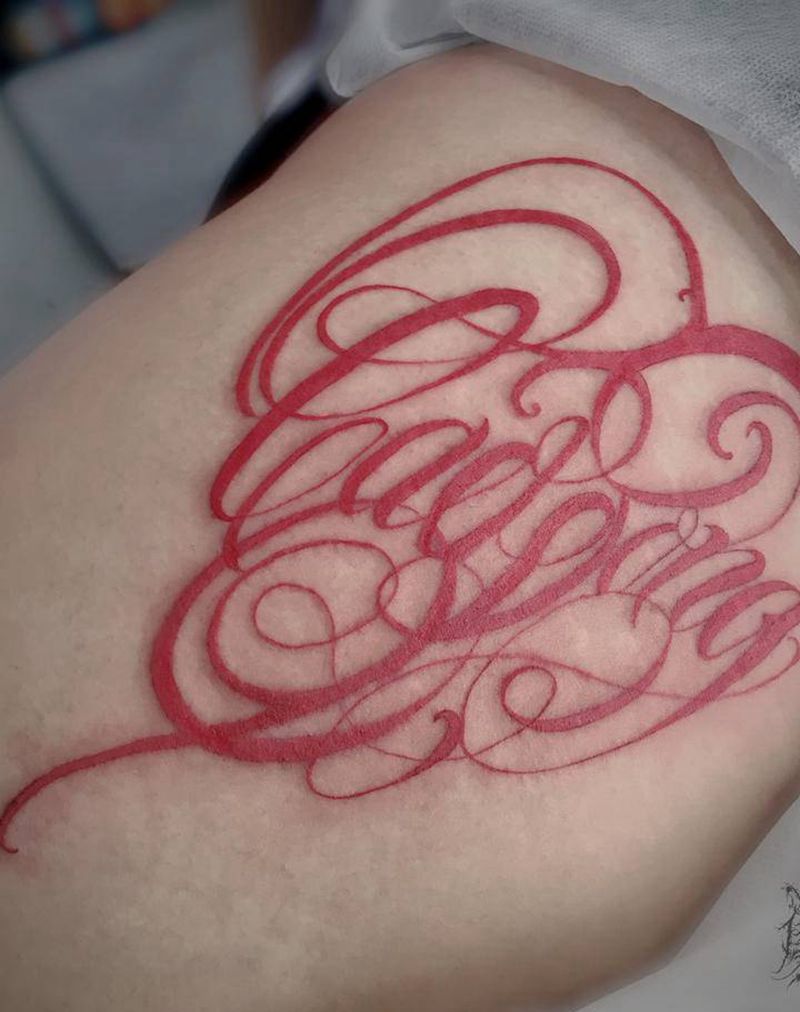 爱自己纹身图片_花体字纹身图案