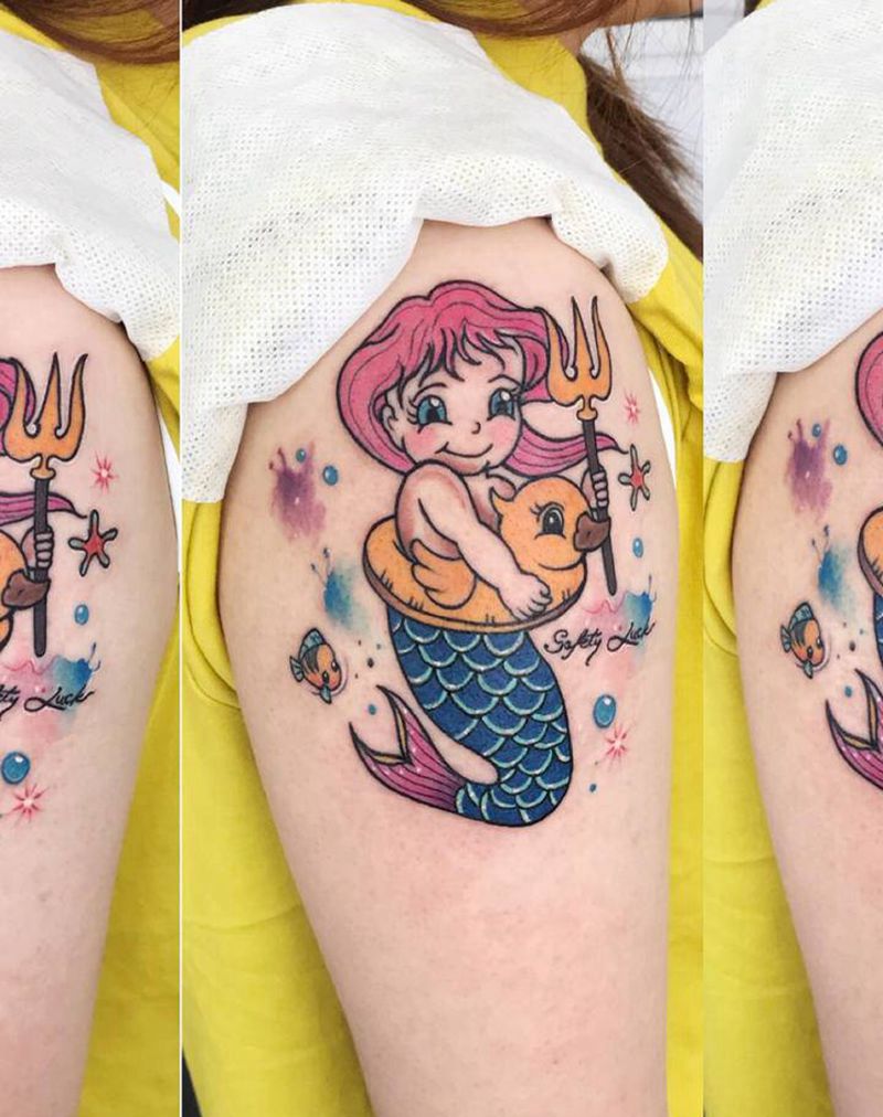 小美人鱼纹身图片_手臂纹身图案