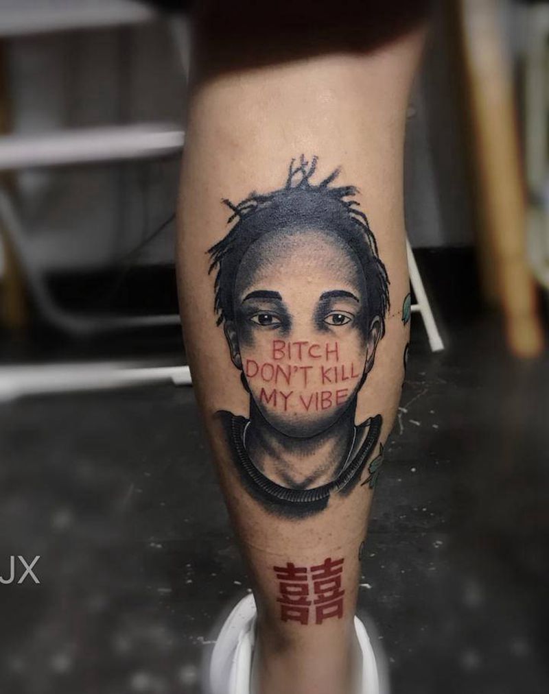 酷了纹身图片_腿部纹身图案