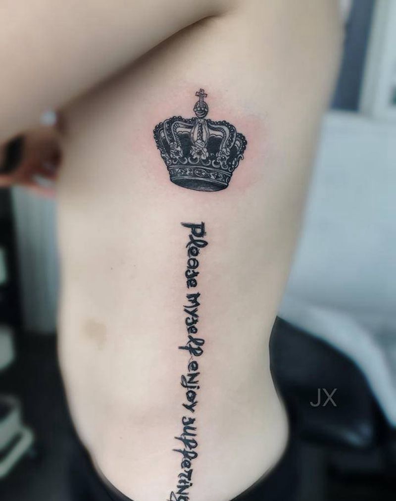 皇冠英文纹身图片_腰部纹身图案