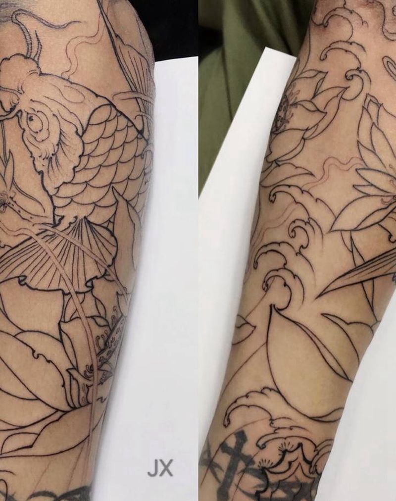 接小臂未完纹身图片_手臂纹身图案