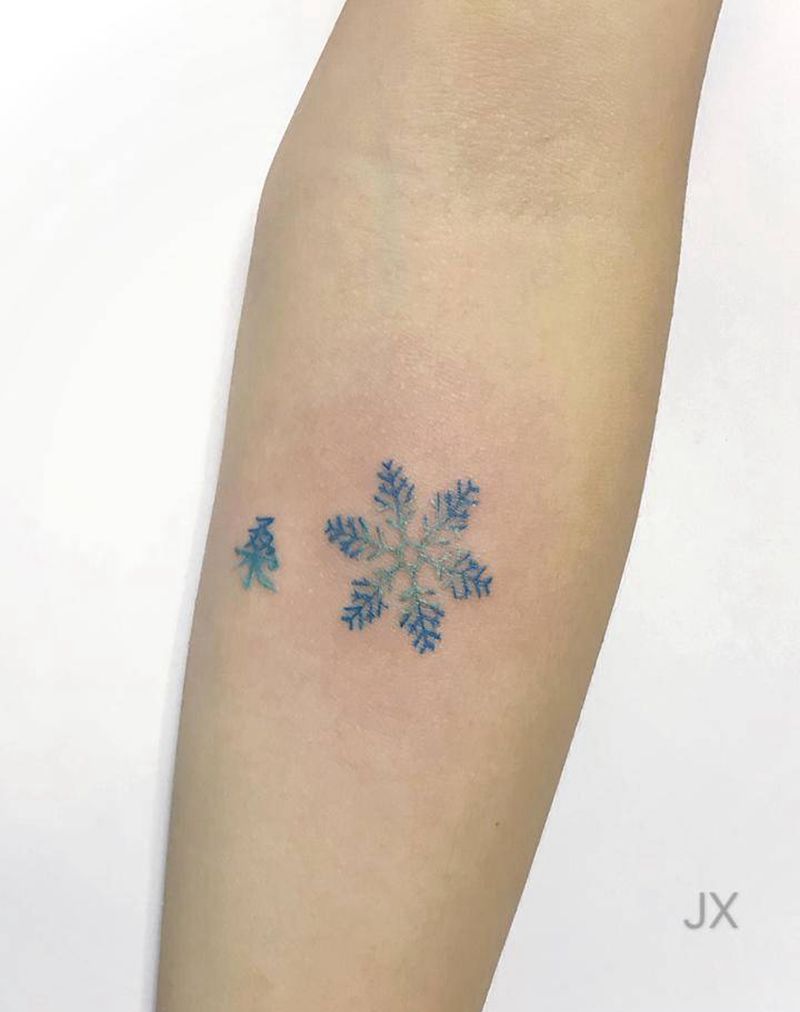 雪花纹身图片_手臂纹身图案