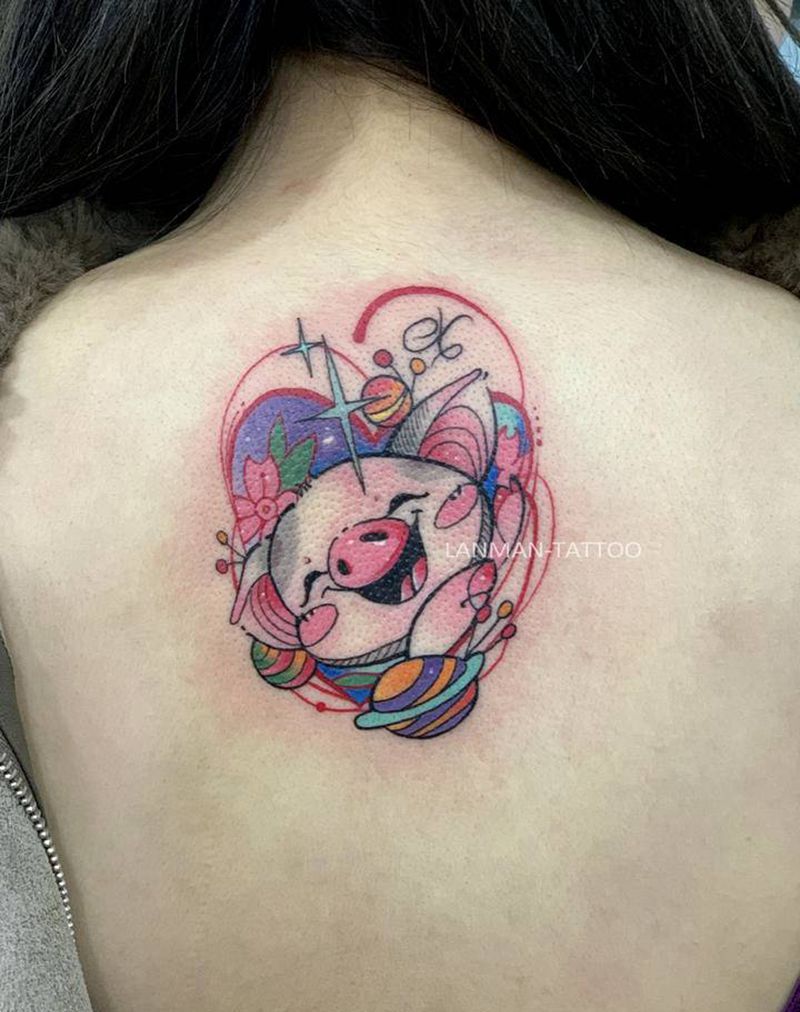 猪纹身图片_背部纹身图案