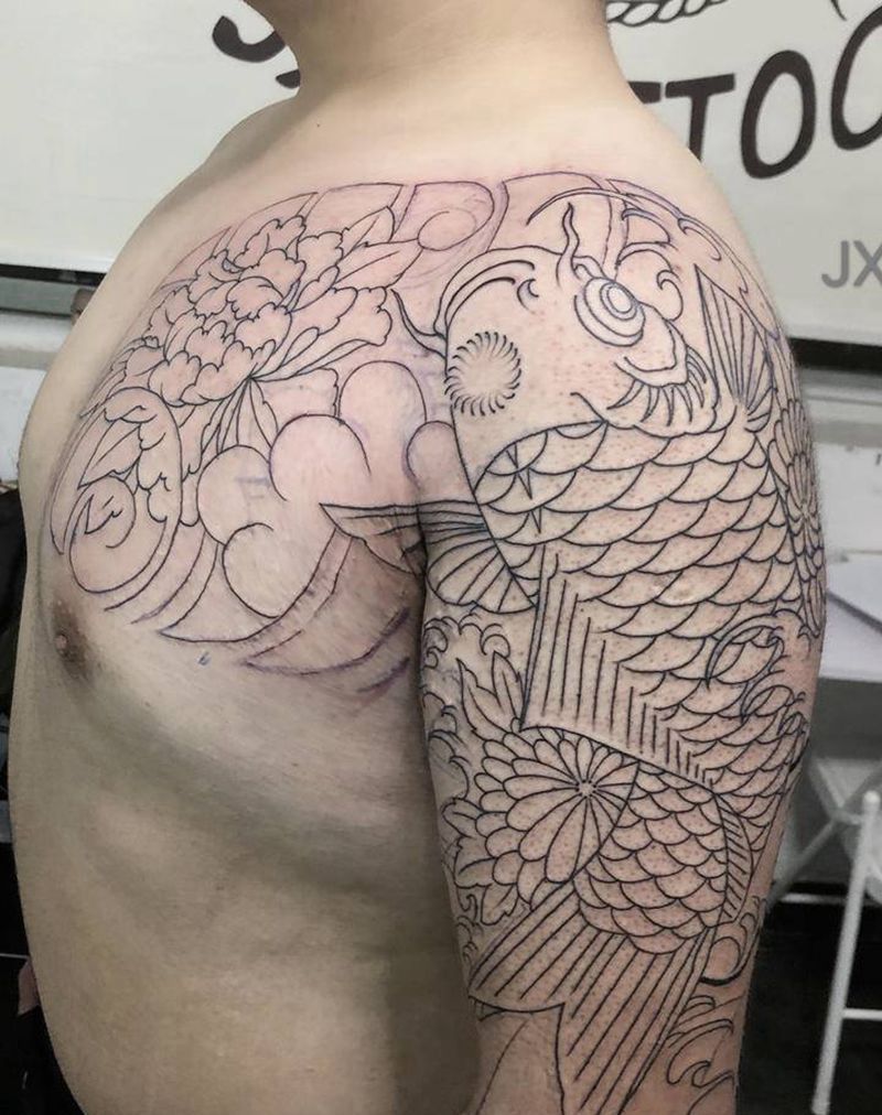 最近的半成品纹身图片_手臂背部老传统纹身图案