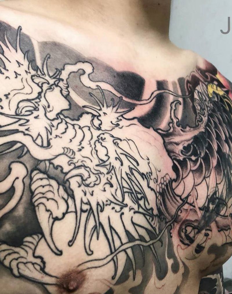 一次纹一点纹身图片_胸部新传统纹身图案