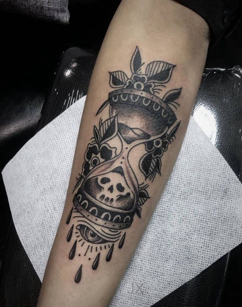 沙漏⏳纹身图片_手臂Old School纹身图案