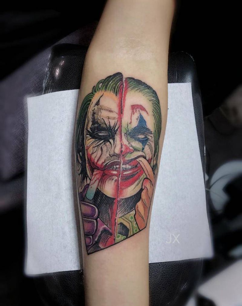 小丑纹身图片_手臂纹身图案