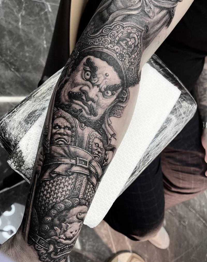 多闻天王纹身图片_手臂原创纹身图案