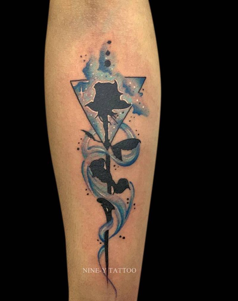 水彩玫瑰纹身图片_水彩纹身图案