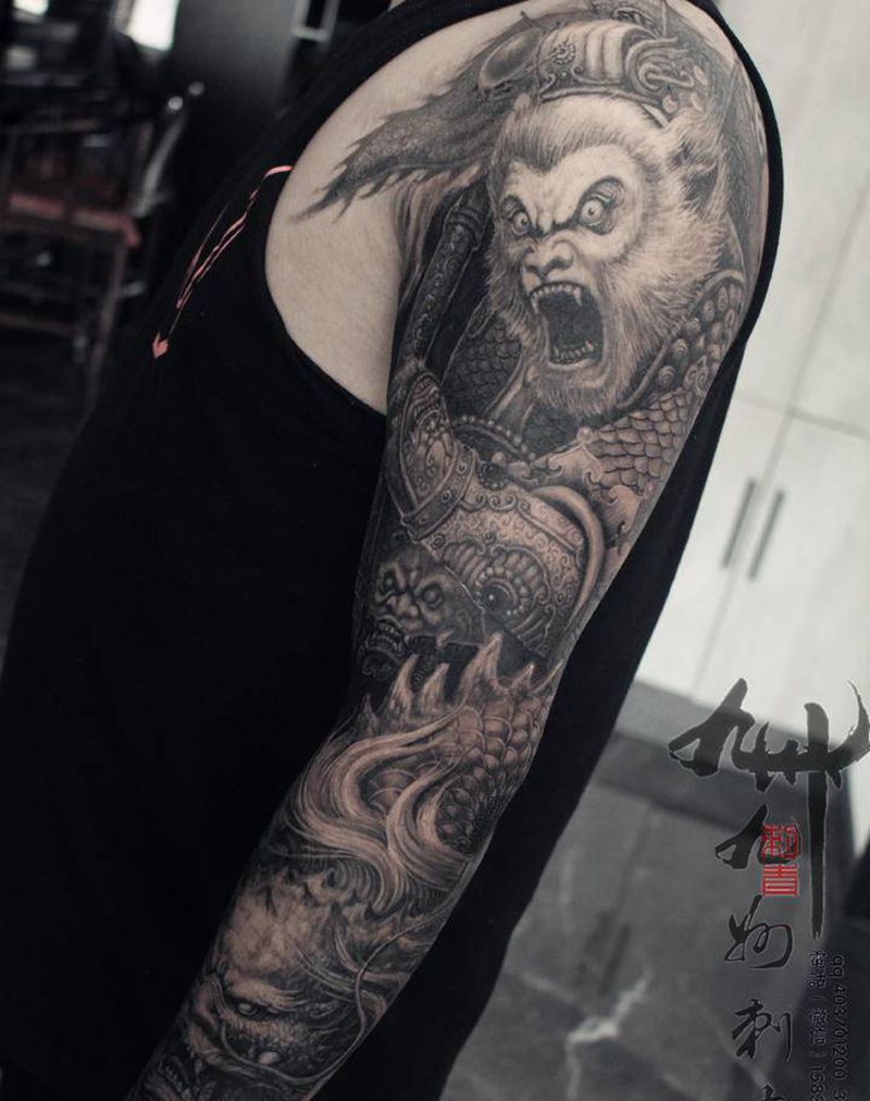 怒猴纹身图片_手臂原创齐天大圣纹身图案