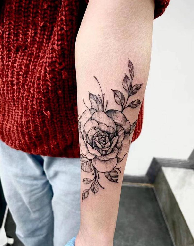 素花纹身图片_点刺纹身图案