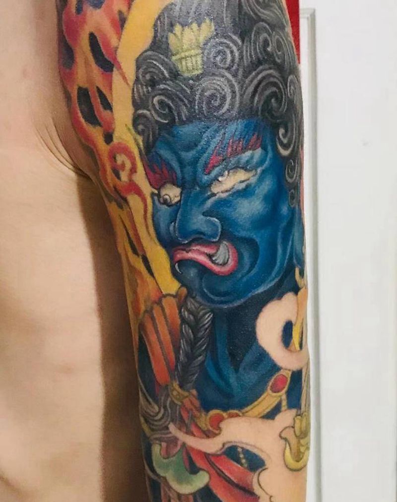 不动明王纹身图片_新传统纹身图案