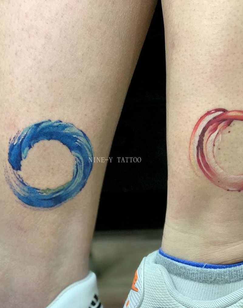 情侣纹身图片_水墨纹身图案